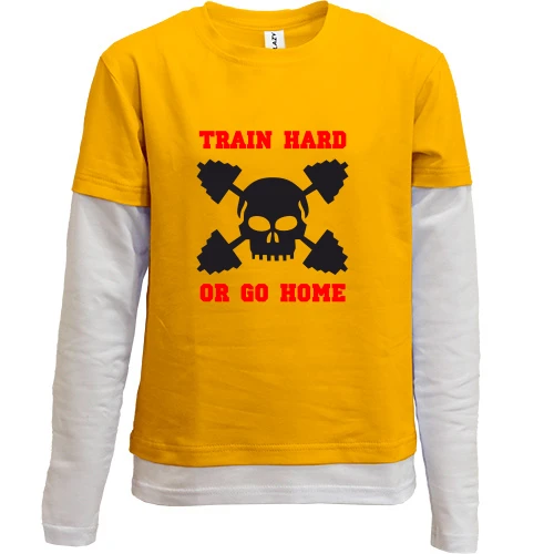 Комбинированный детский лонгслив, желтый, Train hard