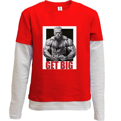 Комбінований дитячий лонгслів, червоний, "Get big"