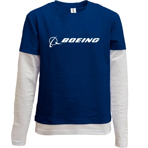 Комбинированный детский лонгслив, синий, Boeing