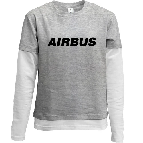 Комбинированный детский лонгслив с надписью Airbus