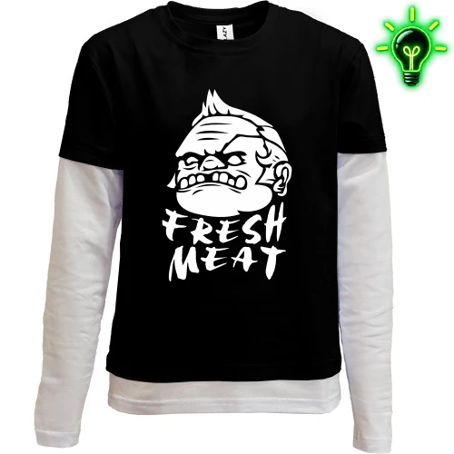 Комбинированный детский лонгслив, черный, Fresh meat (glow)