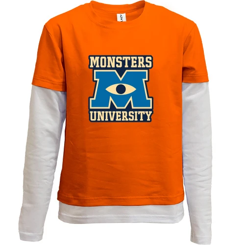 Комбинированный детский лонгслив с логотипом "Корпорация монстров"