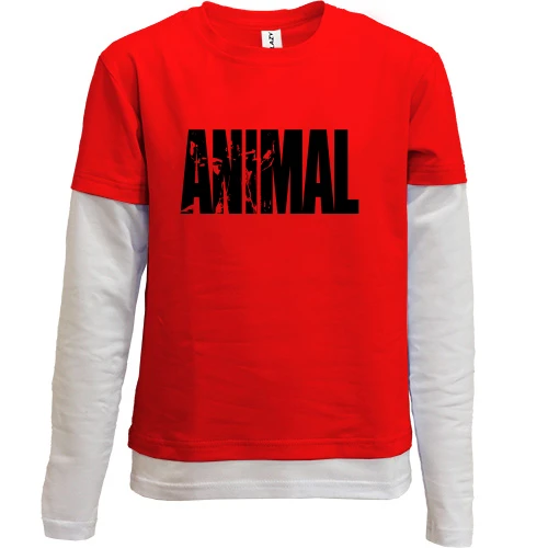 Комбинированный детский лонгслив, красный, Animal Stak