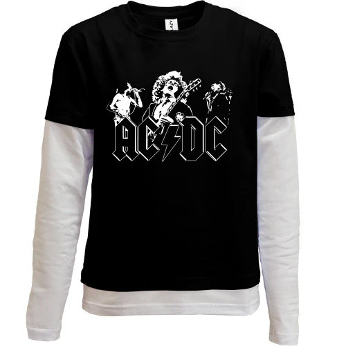 Комбинированный детский лонгслив, черный, AC/DC - Let there be rock