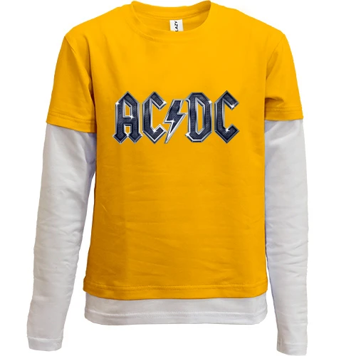 Комбинированный детский лонгслив, желтый, AC/DC blue