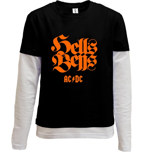 Комбинированный детский лонгслив, черный, AC/DC - Hells Bells