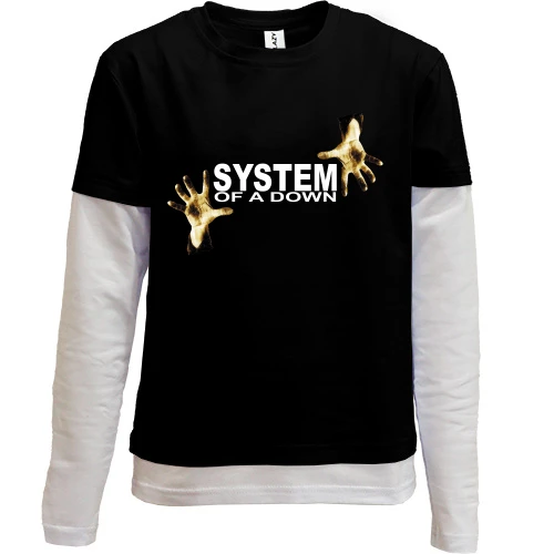 Комбинированный детский лонгслив, черный, System of a Down с руками