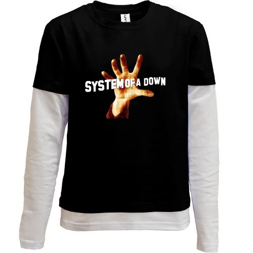 Комбінований дитячий лонгслів, Чорний, System of a Down з рукою