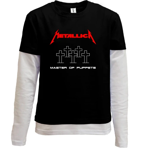 Комбінований дитячий лонгслів, чорний, Metallica - Master of puppets
