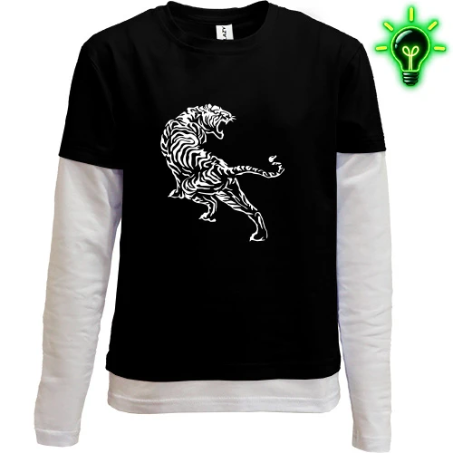 Комбинированный детский лонгслив, Черный, Tiger