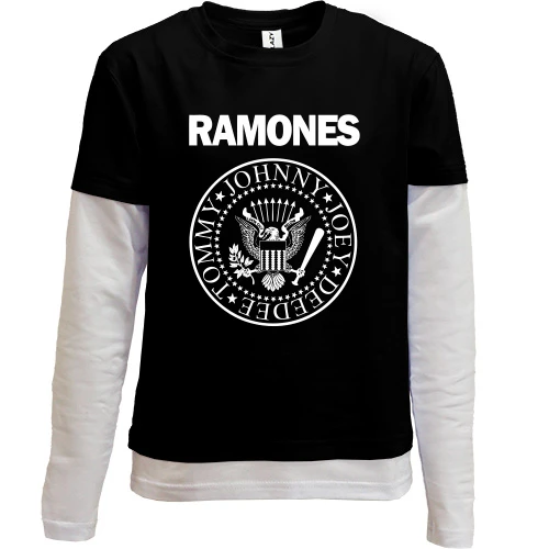 Комбінований дитячий лонгслів, чорний, Ramones