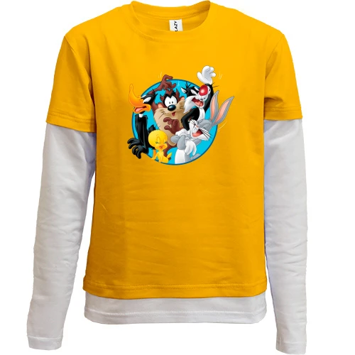 Комбинированный детский лонгслив, желтый, с героями Looney Tunes