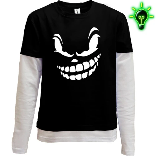 Комбинированный детский лонгслив, черный, Angry smile (Helloween style)