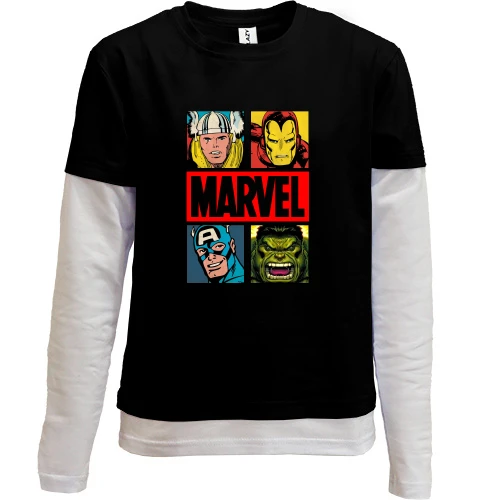 Комбінований дитячий лонгслів з обкладинкою "Marvel"