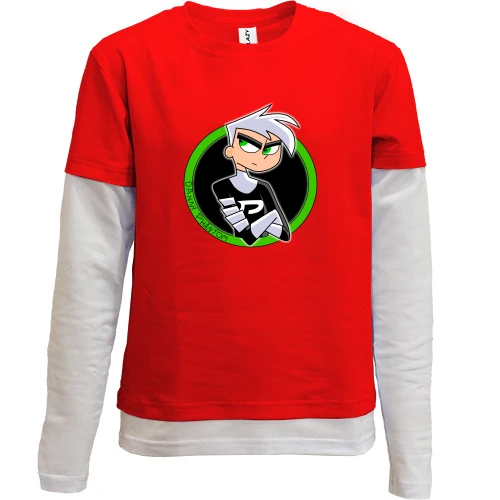 Комбинированный детский лонгслив, красный, с Danny Phantom