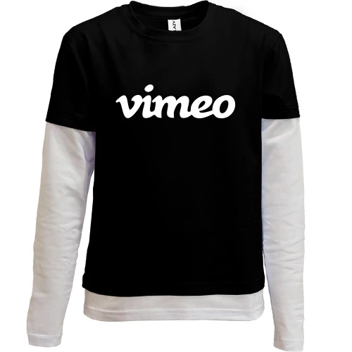 Комбинированный детский лонгслив, черный, "vimeo"