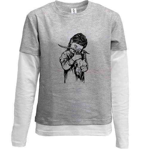 Комбинированный детский лонгслив, серый, c Bring me the horizon girl