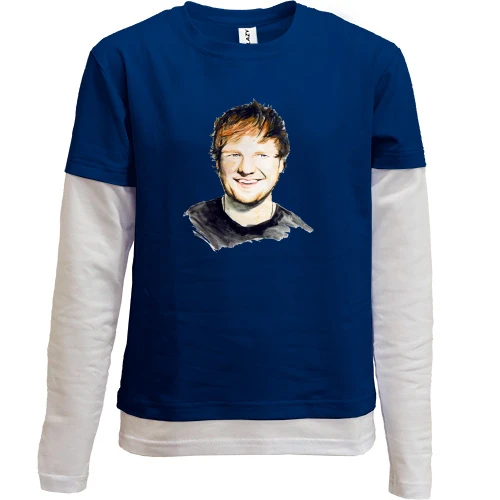 Комбинированный детский лонгслив, синий, c Ed Sheeran