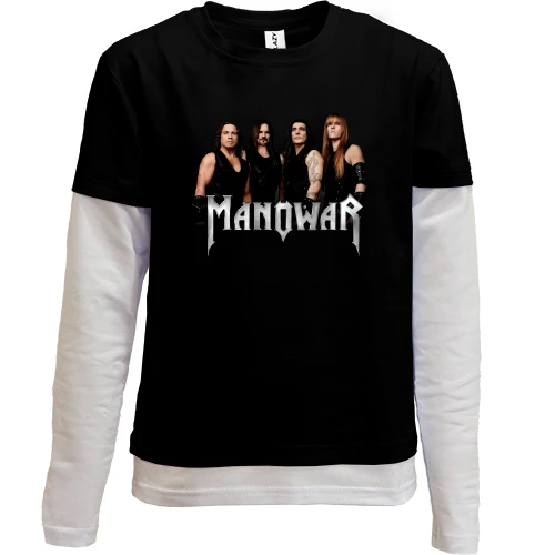 Комбінований дитячий лонгслів, чорний, Manowar (2)