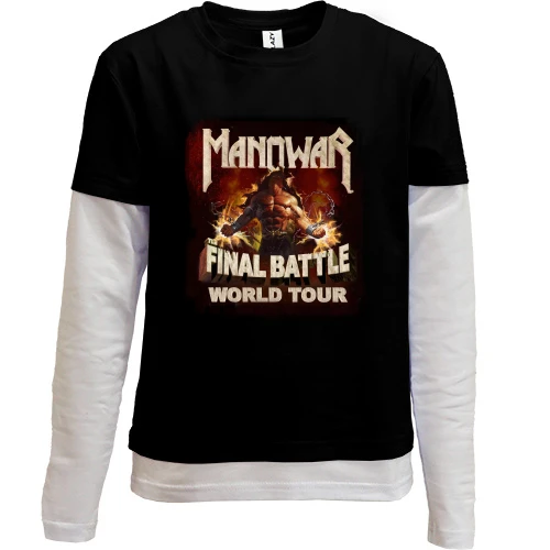 Комбінований дитячий лонгслів, Чорний, Manowar Final battle