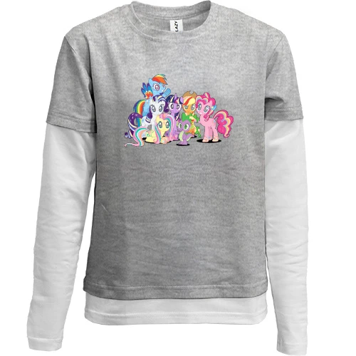 Комбинированный детский лонгслив с пони из мультфильма My Little Pony
