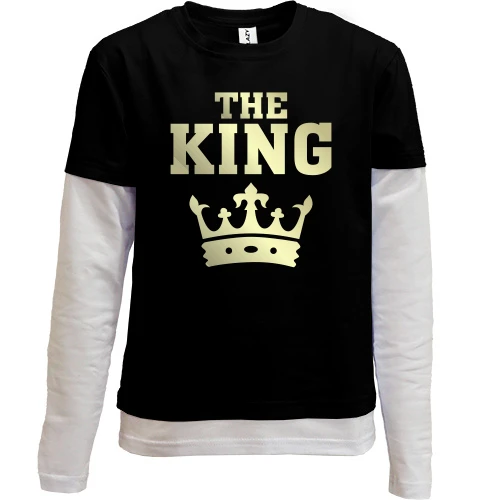 Комбинированный детский лонгслив, черный, The King