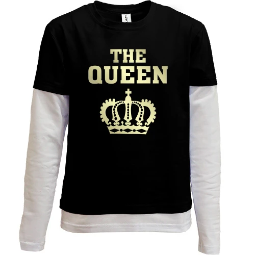 Комбинированный детский лонгслив, черный, The Queen