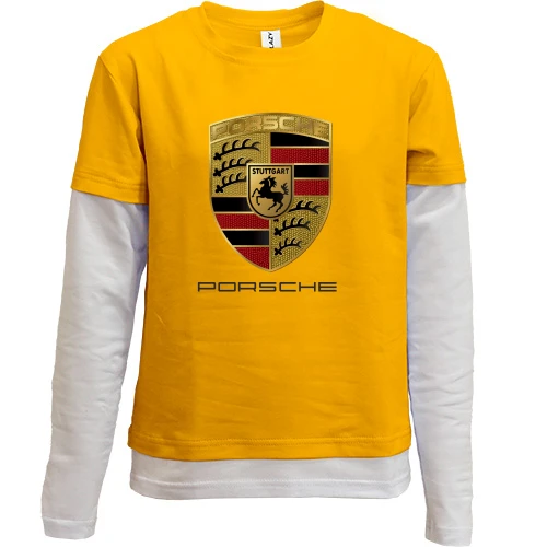 Комбинированный детский лонгслив Porsche (Gold)
