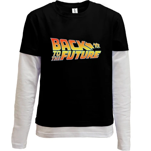 Комбинированный детский лонгслив с надписью "Back to future"