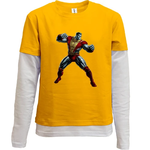 Комбинированный детский лонгслив, Желтый, с Колоссом (x-men)