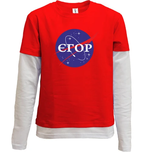 Комбінований дитячий лонгслів, Червоний, Єгор (NASA Style)