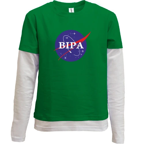 Комбінований дитячий лонгслів, зелений, Вєра (NASA Style)