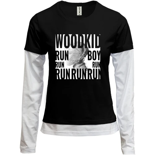 Женский лонгслив Комби, черный, Woodkid - Run boy