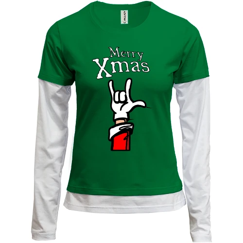 Женский лонгслив Комби "merry Xmas"