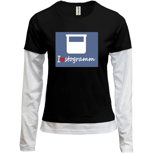 Женский лонгслив Комби i love stogramm (я люблю стограмм)