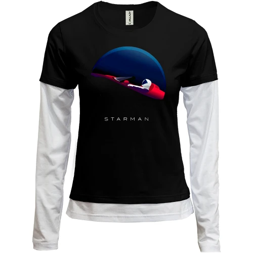 Женский лонгслив Комби с Теслой в космосе Starman