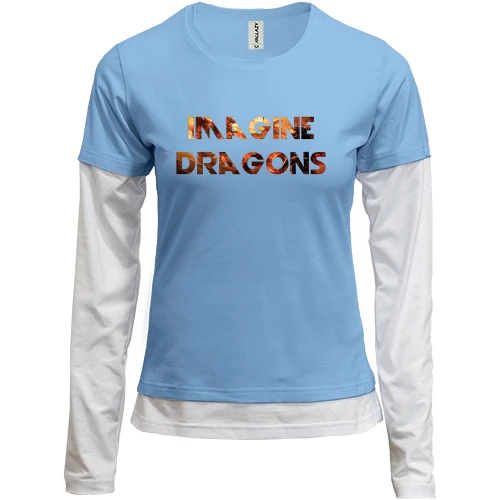 Женский лонгслив Комби, синий, Imagine Dragons (огненный дракон)