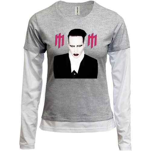 Женский лонгслив Комби, синий, Marilyn Manson (2)