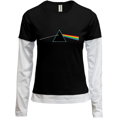 Женский лонгслив Комби, Черный, Pink Floyd - Dark Side of the Moon