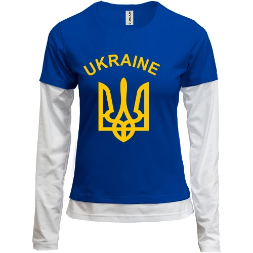 Женский лонгслив Комби с надписью «Ukraine» и тризубом
