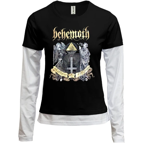 Женский лонгслив Комби, черный, Behemoth - The satanist