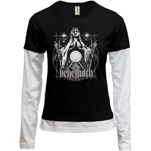 Женский лонгслив Комби, черный, Behemoth (с монахиней)