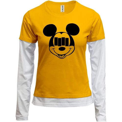 Женский лонгслив Комби, желтый, Black Flag Mickey Style