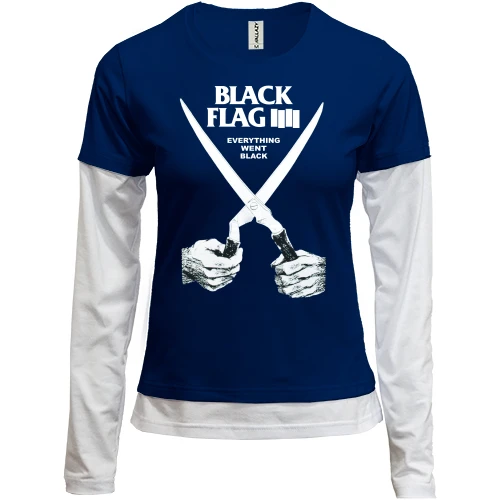 Женский лонгслив Комби, синий, Black Flag - Everything Went Black