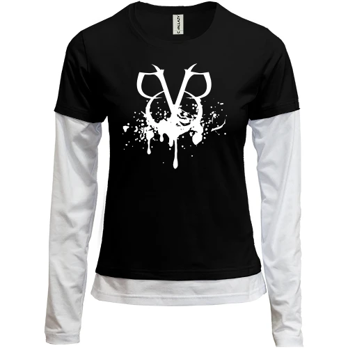 Женский лонгслив Комби, черный, Black veil brides (брызги)