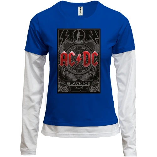 Женский лонгслив Комби, синий, AC/DC Black ice (2)