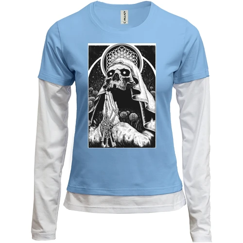 Женский лонгслив Комби, синий, c Bring me the horizon Faceless