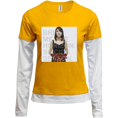 Женский лонгслив Комби, желтый, c Bring me the horizon - Suicide Season