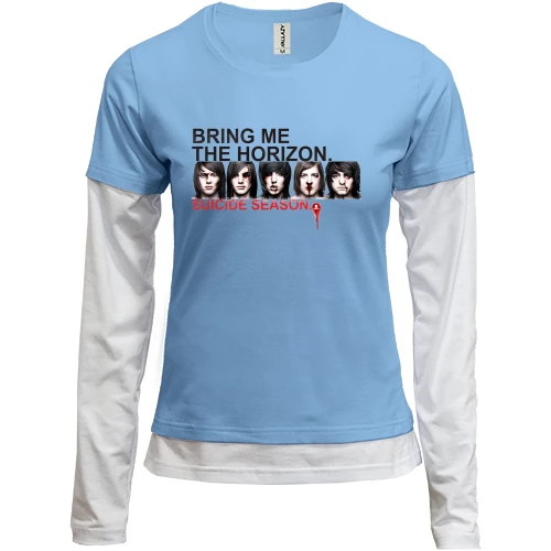 Женский лонгслив Комби, синий, c Bring me the horizon - Suicide Season (3)