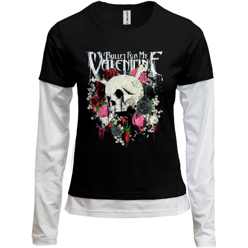 Женский лонгслив Комби, черный, Bullet for My Valentine с черепом